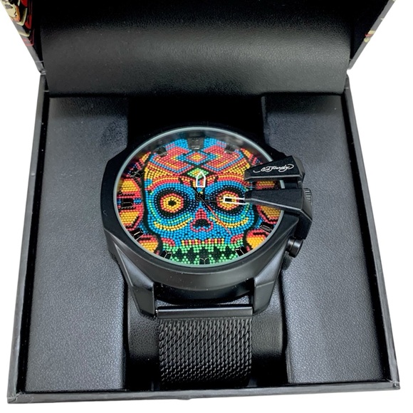 Ed Hardy Other - Ed Hardy Skull Men's Mesh Analog Watch Black NWT Multicolor